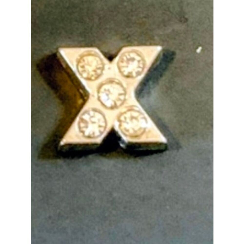 Silver X Charm with Clear Crystal Accents